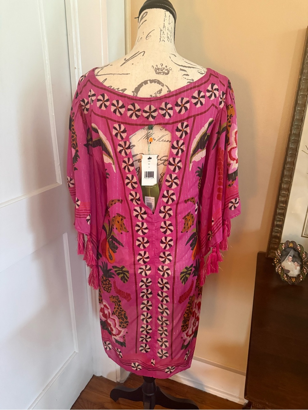 FARM Rio Hot Pink Tropical Embroidered Midi Dress - Picture 3 of 7